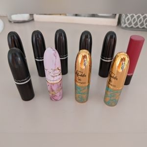 Lot of 10 MAC Lipsticks swatched or barely used Aladdin and limited editions